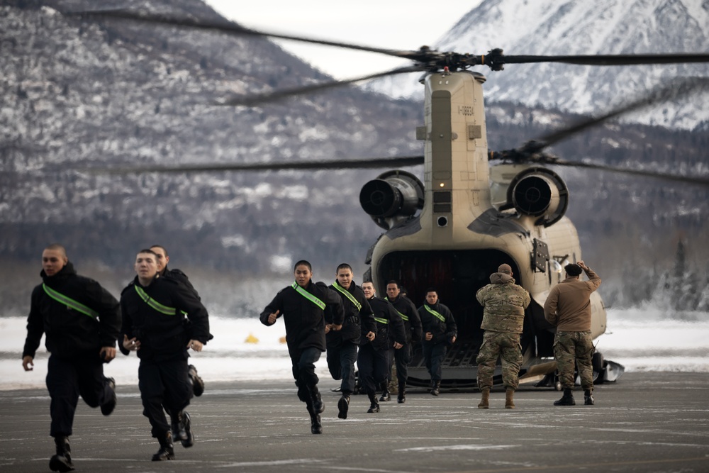 Alaska Military Youth Academy cadets fly with the Alaska Army National Guard