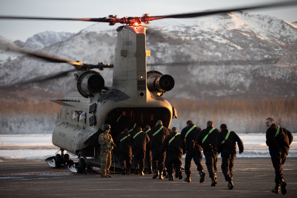 Alaska Military Youth Academy cadets fly with the Alaska Army National Guard