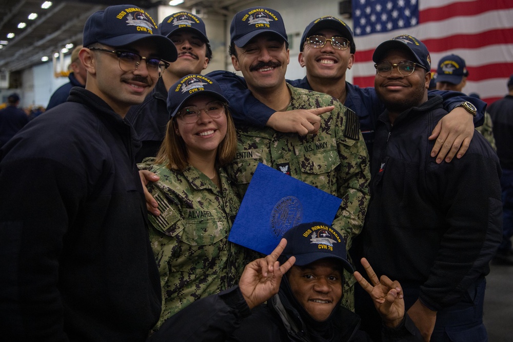 USS Ronald Reagan (CVN 76) frocks newly appointed petty officers