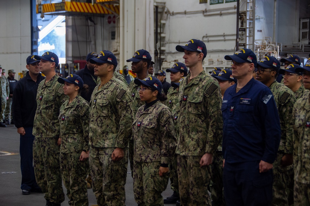 USS Ronald Reagan (CVN 76) frocks newly appointed petty officers