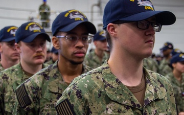 USS RONALD REAGAN HOSTS A FROCKING CEREMONY FOR NEWLY-PROMOTED SAILORS