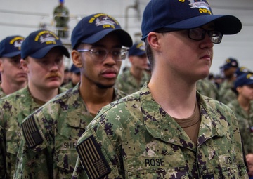 USS RONALD REAGAN HOSTS A FROCKING CEREMONY FOR NEWLY-PROMOTED SAILORS