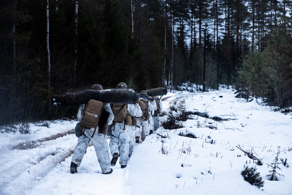 U.S. Marines Post Security for Finnish Soldiers