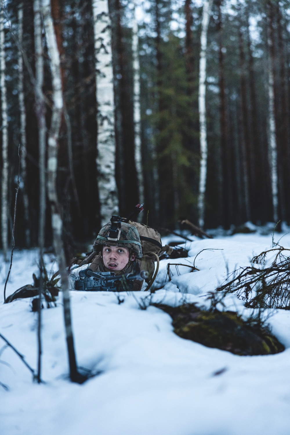 U.S. Marines Post Security for Finnish Soldiers