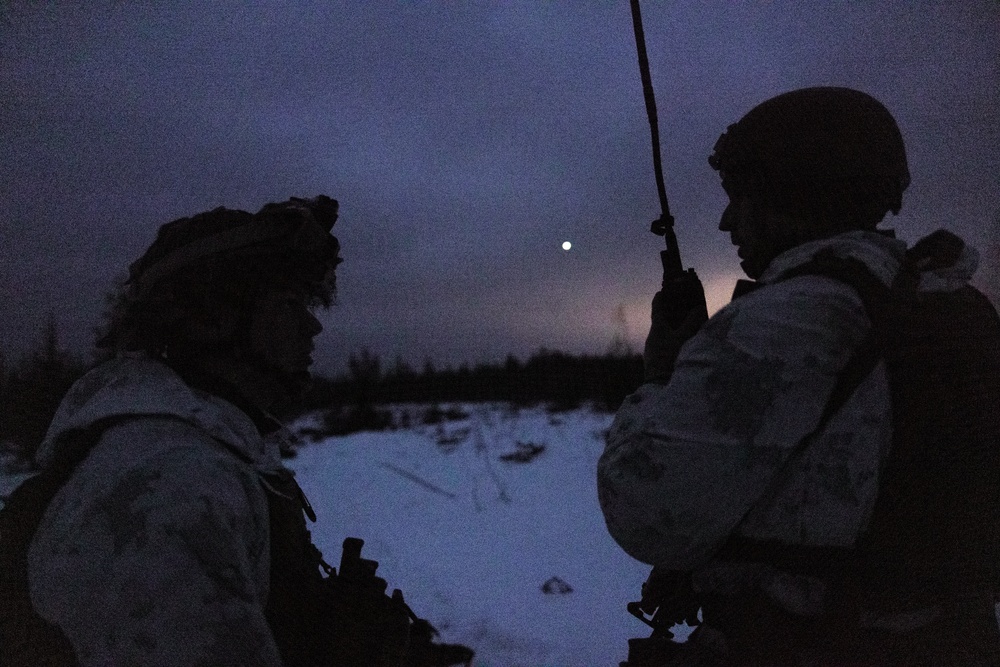 U.S. Marines Post Security for Finnish Soldiers