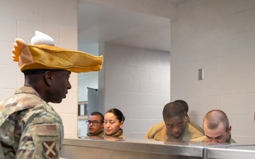 37th Training Wing Leadership serve at BMT Dining Facility