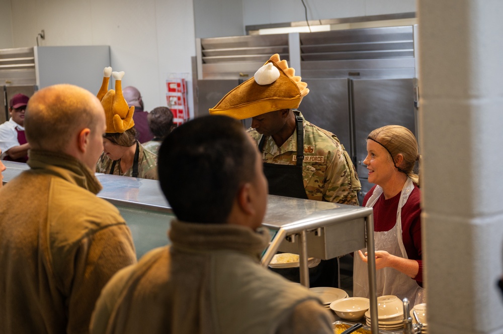 37th Training Wing Leadership serve at BMT Dining Facility