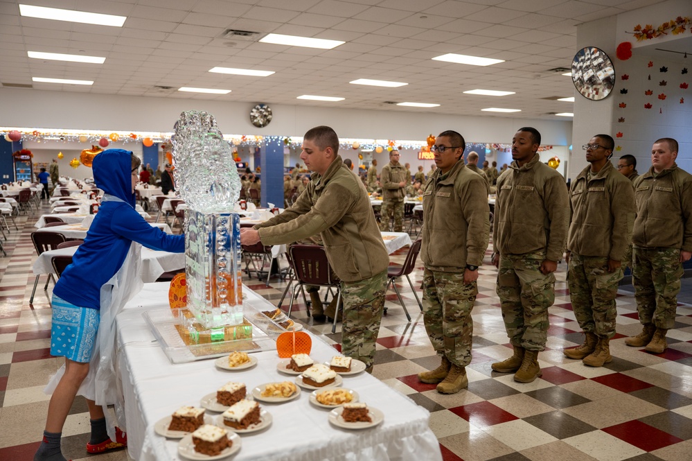 37th Training Wing Leadership serve at BMT Dining Facility