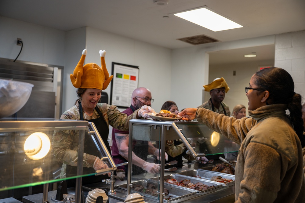 37th Training Wing Leadership serve at BMT Dining Facility