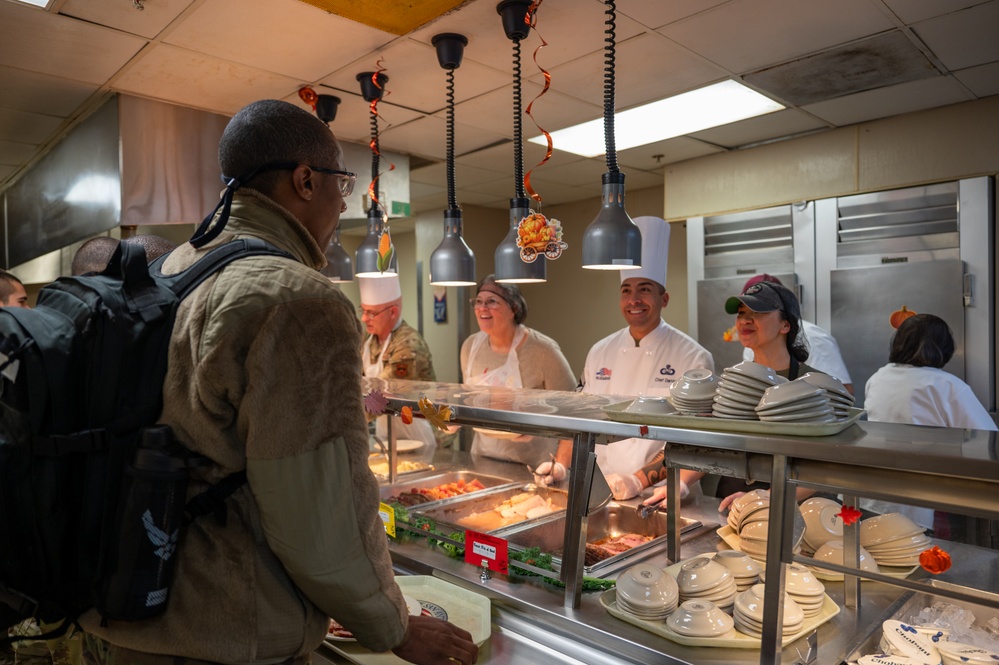 37th Training Wing Leadership serve at BMT Dining Facility