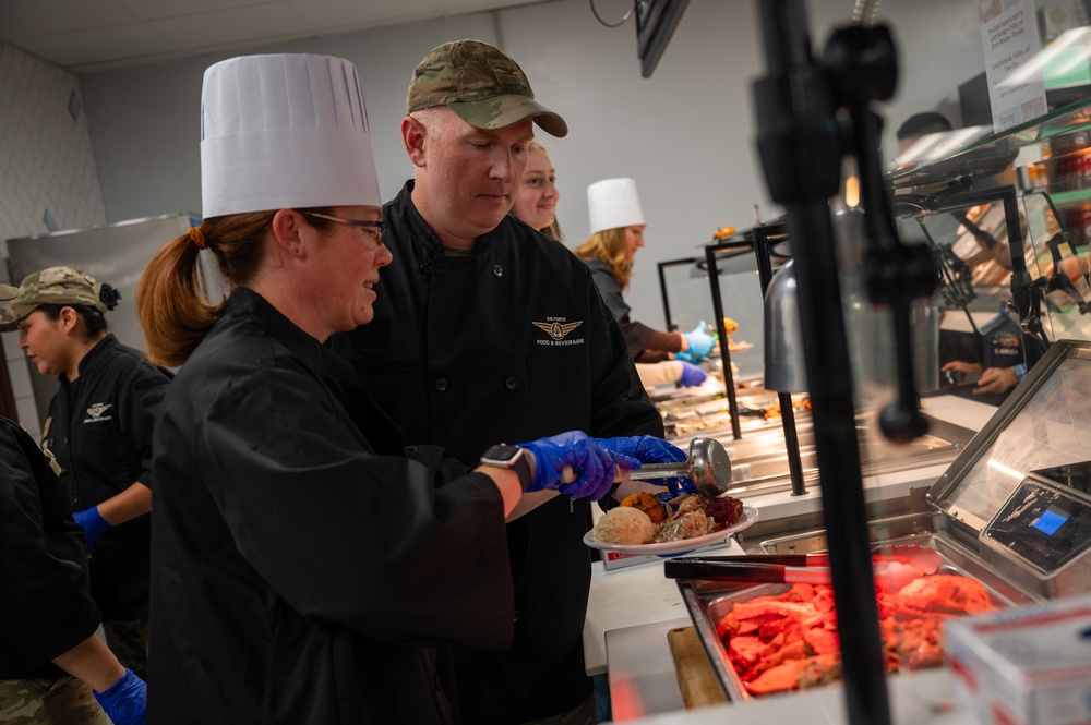 Nellis AFB leadership serve Thanksgiving meals at Crosswinds Dining Facility