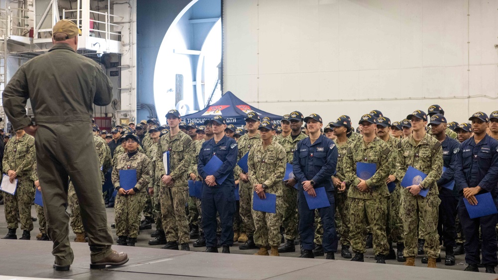 USS Ronald Reagan (CVN 76) frocks newly appointed petty officers