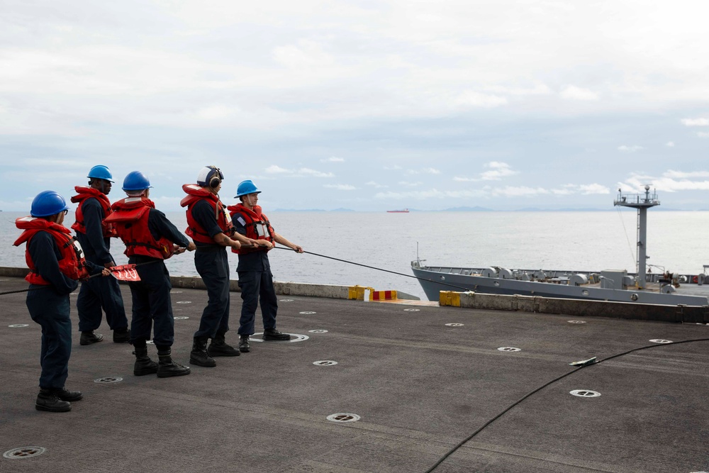 Abraham Lincoln conducts a replenishment-at-sea with USNS Rappahannock