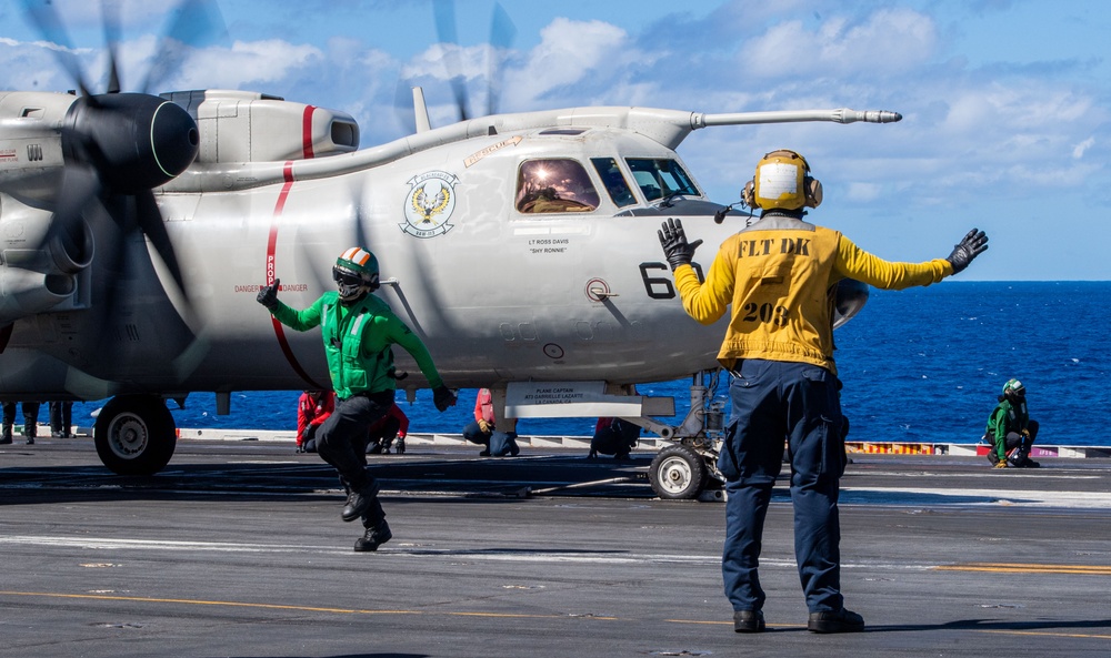 Flight Operations are conducted aboard USS Carl Vinson (CVN 70)