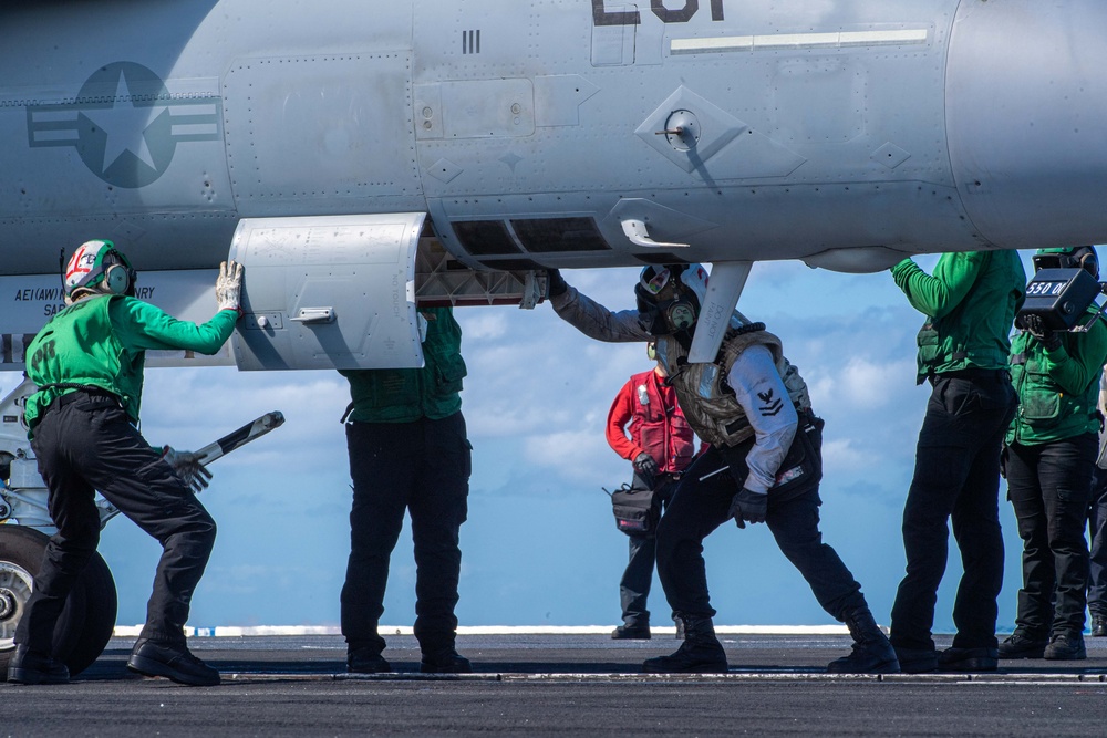 Flight Operations are conducted aboard USS Carl Vinson (CVN 70)