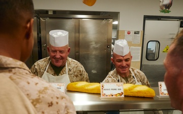 Deployed Marines Share Thanksgiving Table with Maj. Gen. Sofge and Sgt. Maj. McGinnis