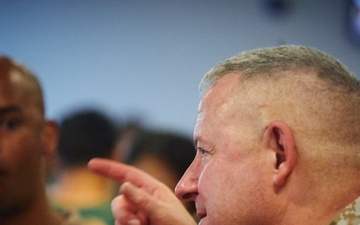 Deployed Marines Share Thanksgiving Table with Maj. Gen. Sofge and Sgt. Maj. McGinnis