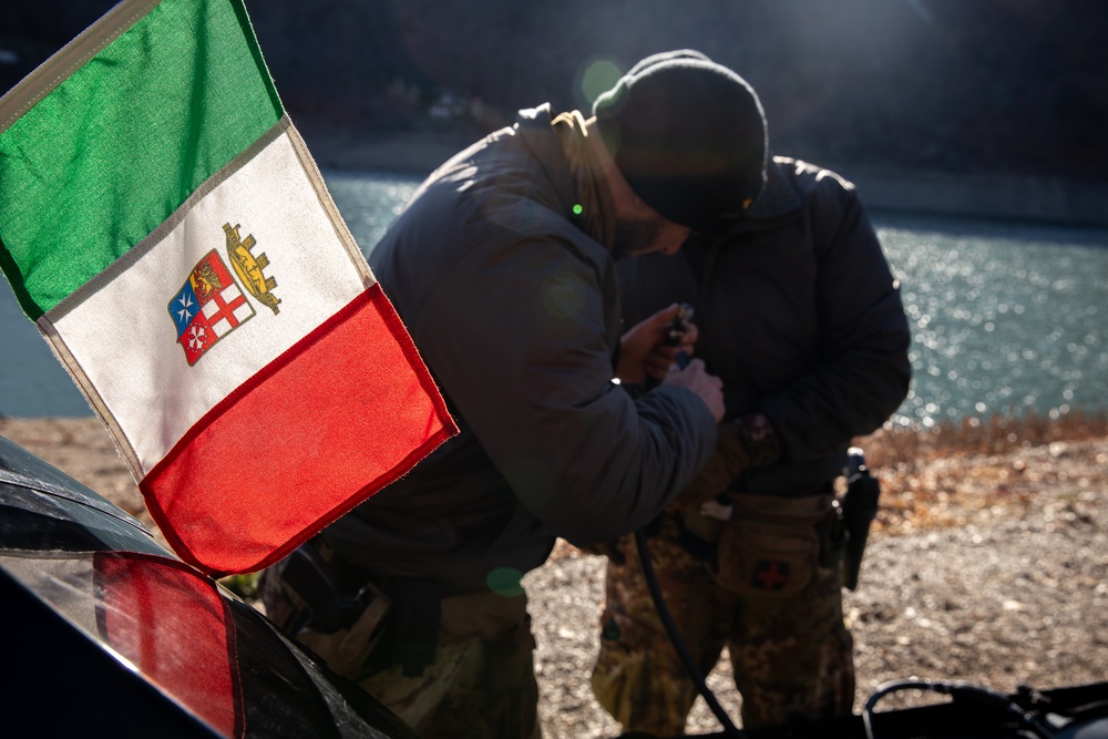 Italian Soldiers conduct waterway patrols in Kosovo