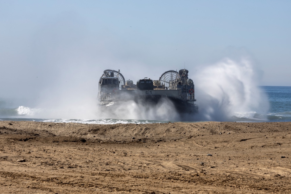 U.S. Navy LCACs offload equipment during Steel Knight 24