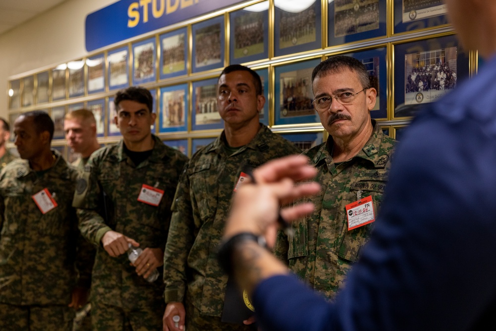 Brazilian marines tour the Naval Small Craft Instruction and Technical Training School during the Operational Naval Infantry Committee