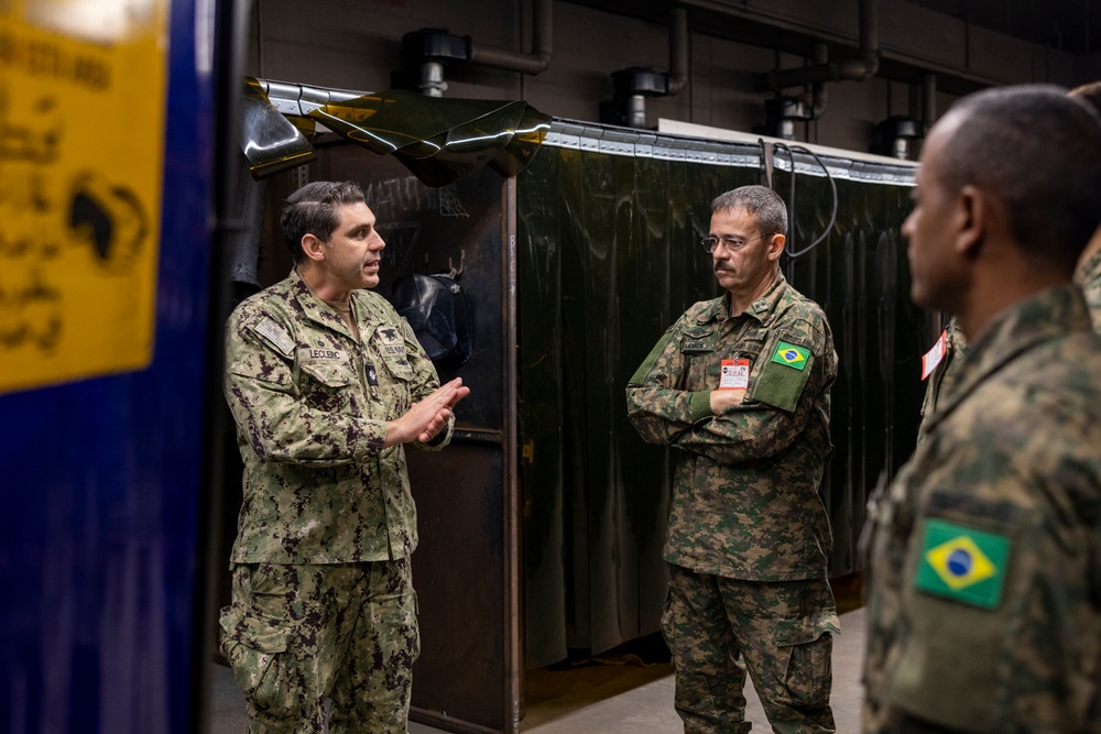 Brazilian marines tour the Naval Small Craft Instruction and Technical Training School during the Operational Naval Infantry Committee