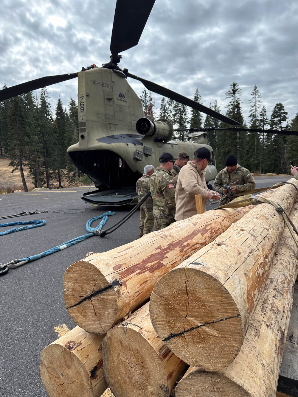 The California Army National Guard and the Stanislaus National Forest collaborate to deliver critical supplies in wilderness.