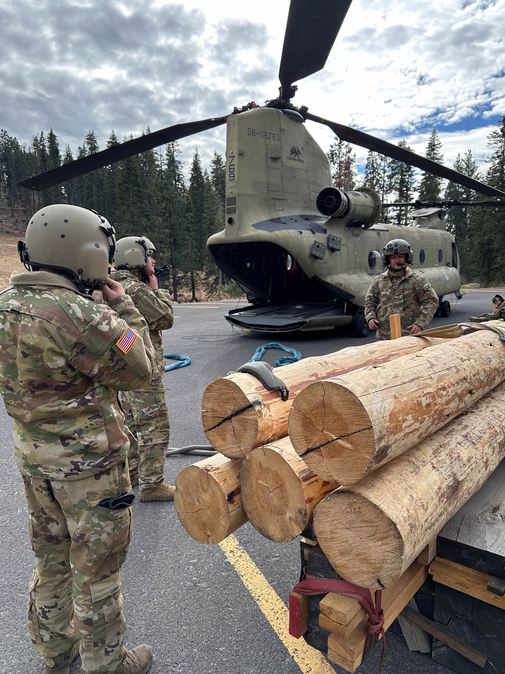 The California Army National Guard and the Stanislaus National Forest collaborate to deliver critical supplies in wilderness.