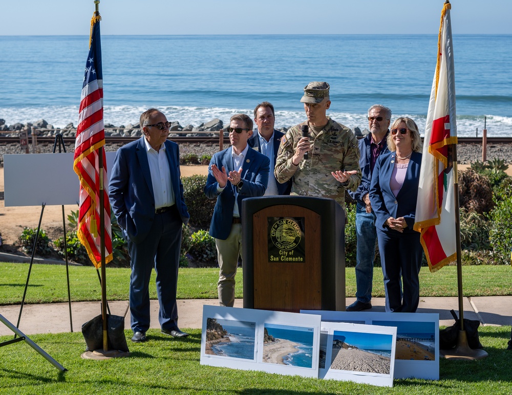 Project partners celebrate forthcoming beach renourishment completion at San Clemente press conference