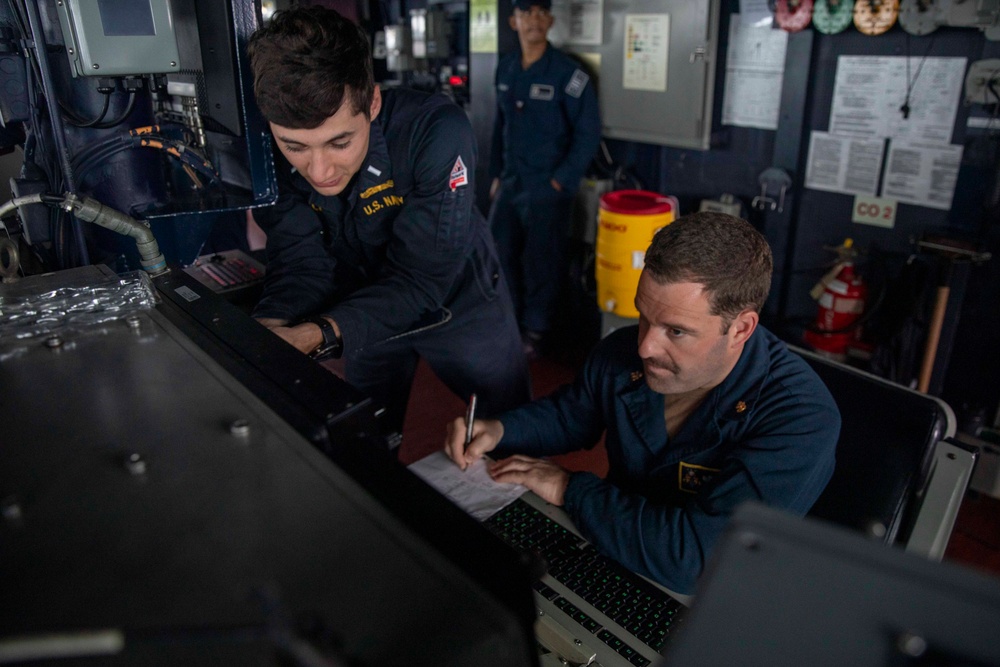 USS Spruance Sailors conduct operational task visual information