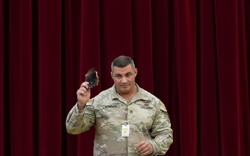 Native American Sky Soldier Shares culture with school kids