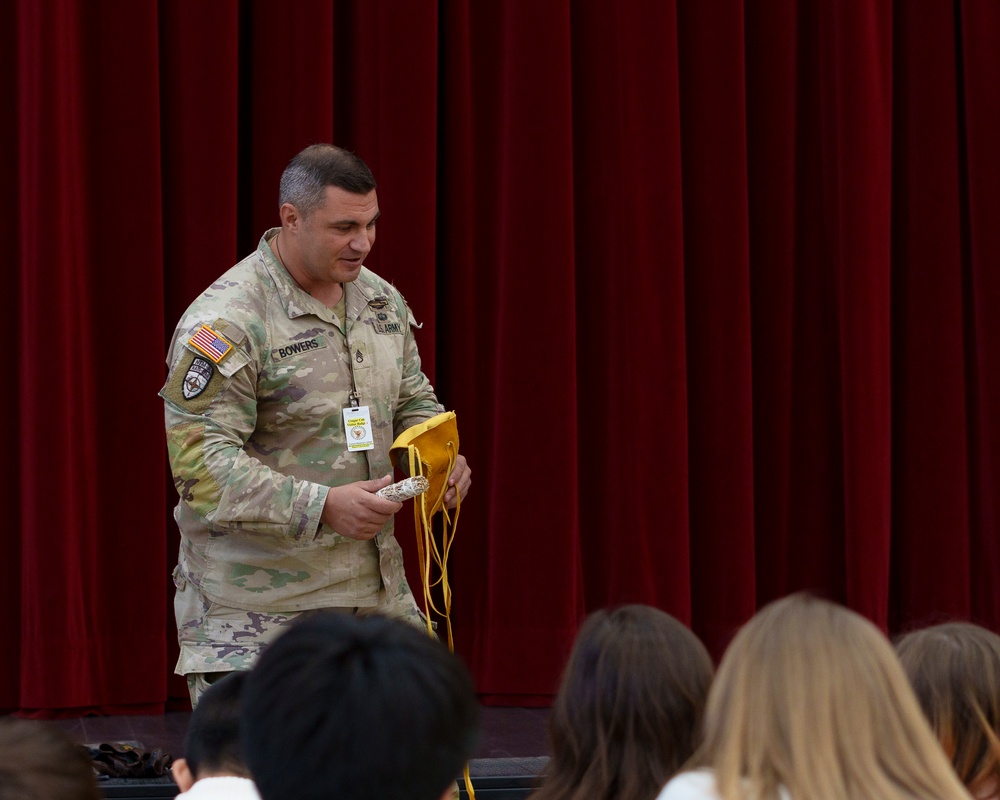 Native American Sky Soldier Shares culture with school kids