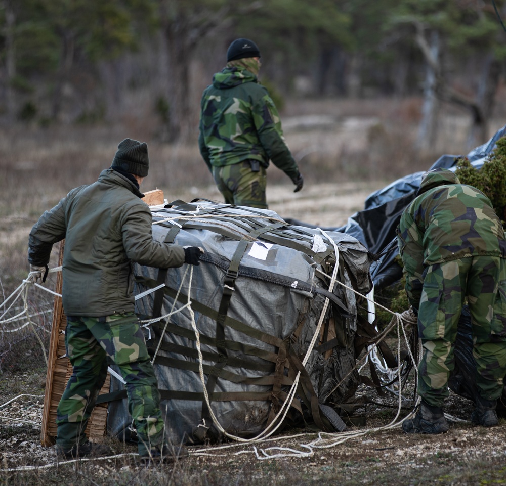 352d SOW Airdrops Supplies to Swedish Forces During Adamant Serpent 25