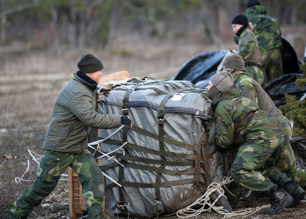 352d SOW Airdrops Supplies to Swedish Forces During Adamant Serpent 25