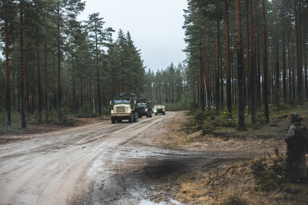 U.S. Marines and Finnish Servicemembers Conduct a Medical Evacuation Convoy