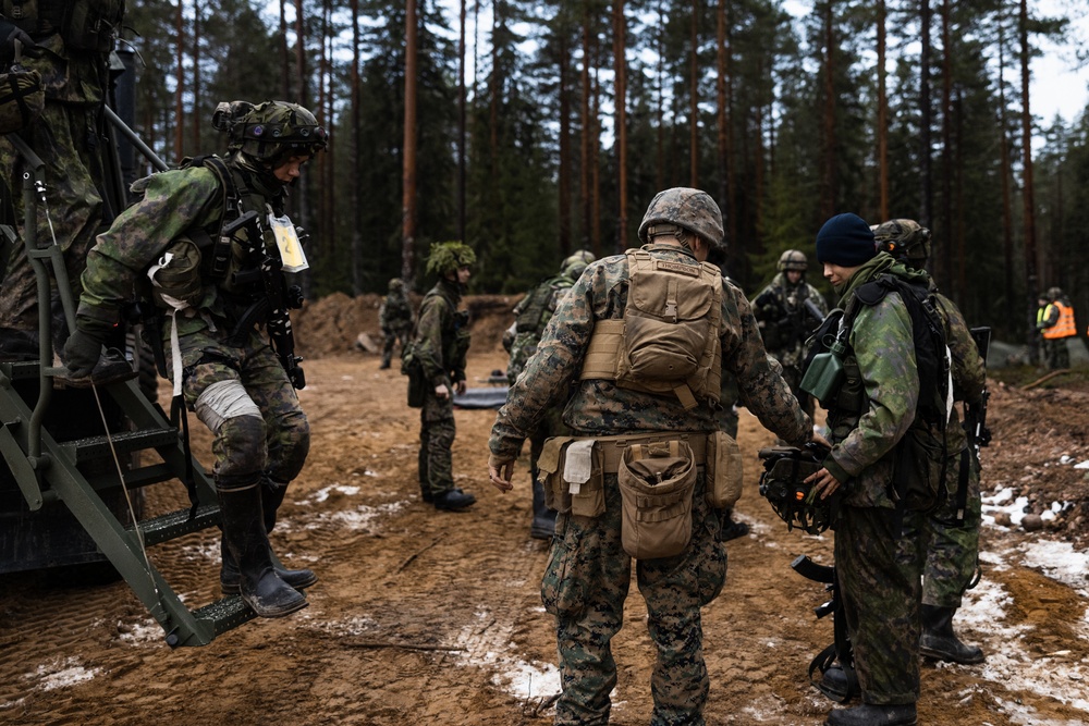 U.S. Marines and Finnish Servicemembers Conduct a Medical Evacuation Convoy