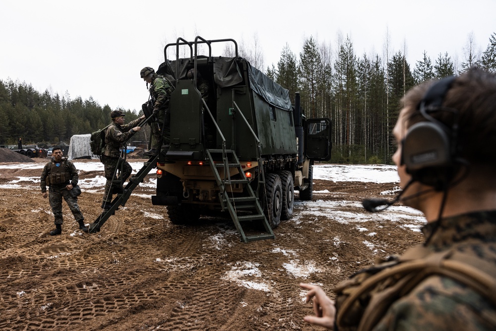 U.S. Marines and Finnish Servicemembers Conduct a Medical Evacuation Convoy