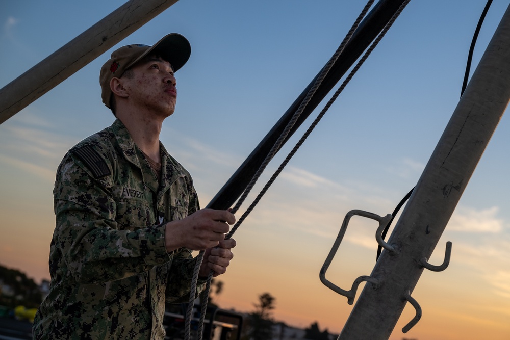 Evening Colors On USS Theodore Roosevelt