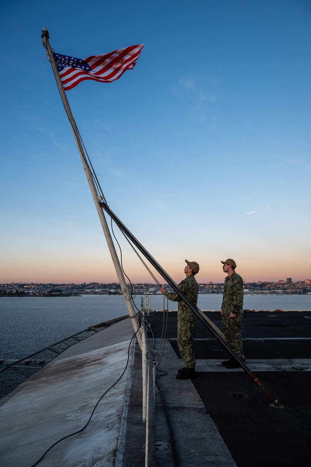 Evening Colors On USS Theodore Roosevelt