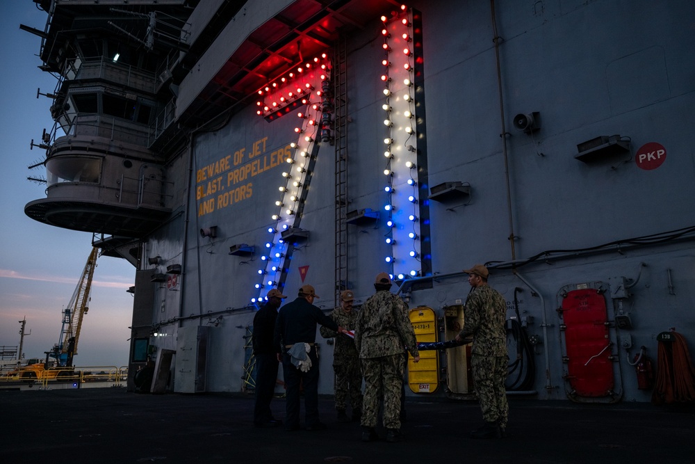 Evening Colors On USS Theodore Roosevelt