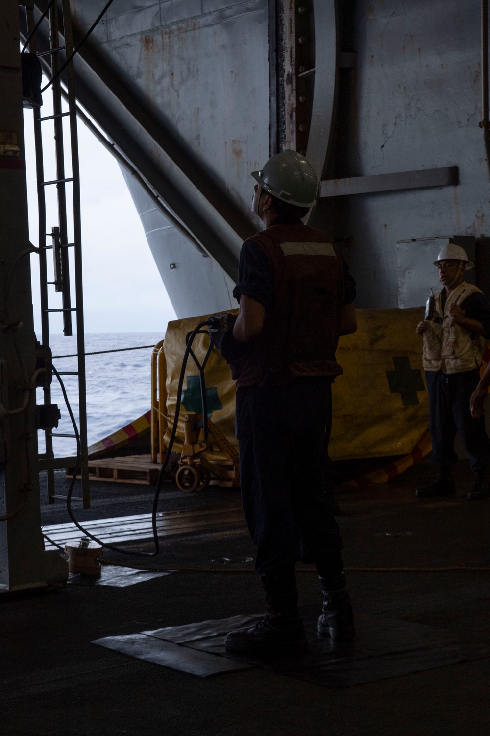 Abraham Lincoln conducts a replenishment-at-sea with Cesar Chavez