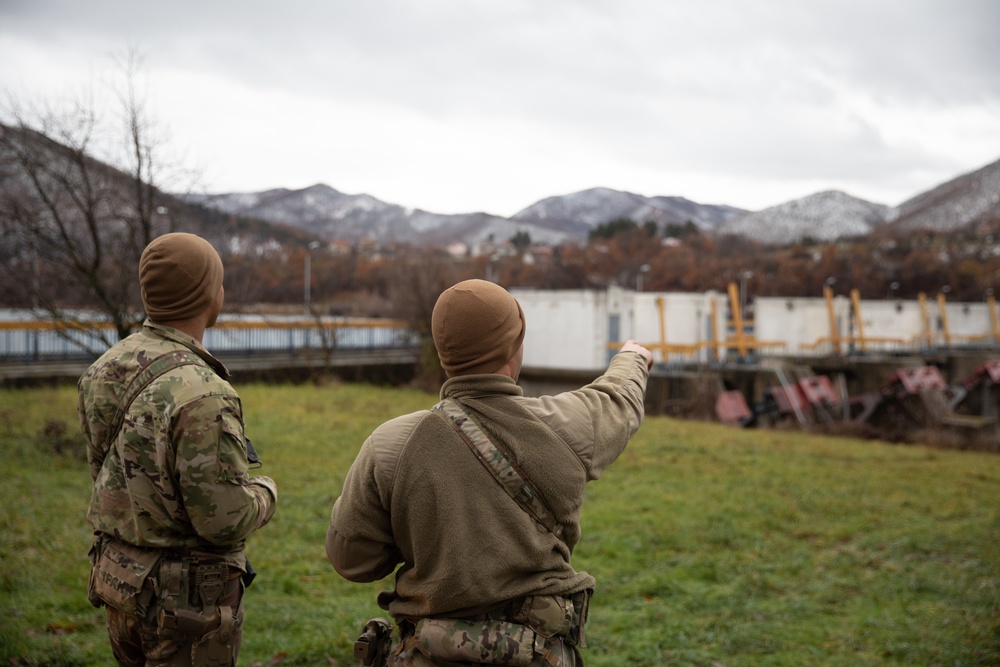 KFOR Soldiers conduct security patrols, maintaining a safe and secure environment