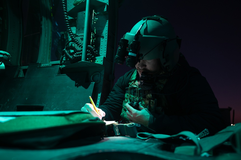 301st Expeditionary Rescue Squadron conducts nighttime air refueling