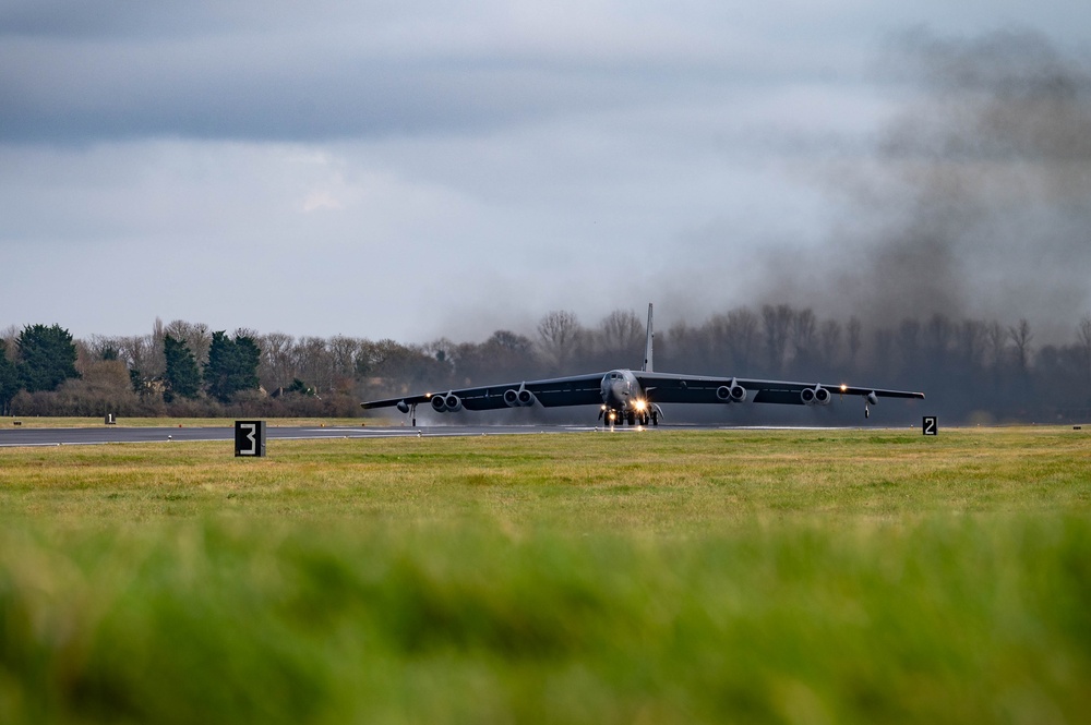 Two B-52s take off for Exercise APEX BUCCANEER