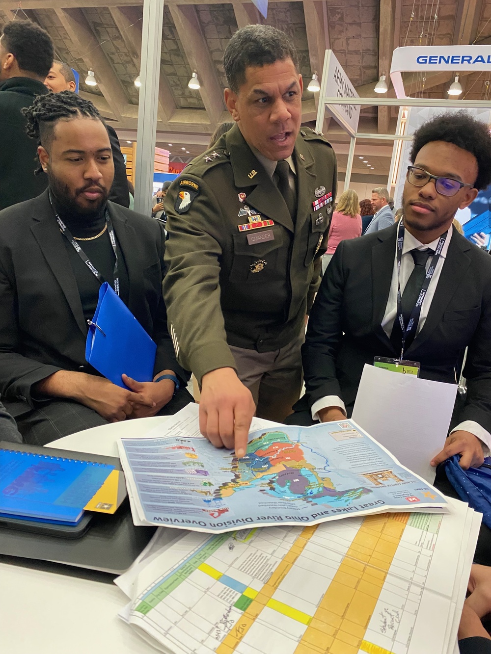 Maj. Gen. Mark Quander discusses Corps of Engineering opportunities at a job fair in Baltimore.