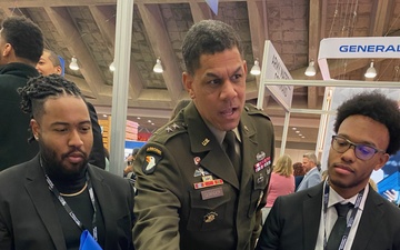 Maj. Gen. Mark Quander discusses Corps of Engineering opportunities at a job fair in Baltimore.