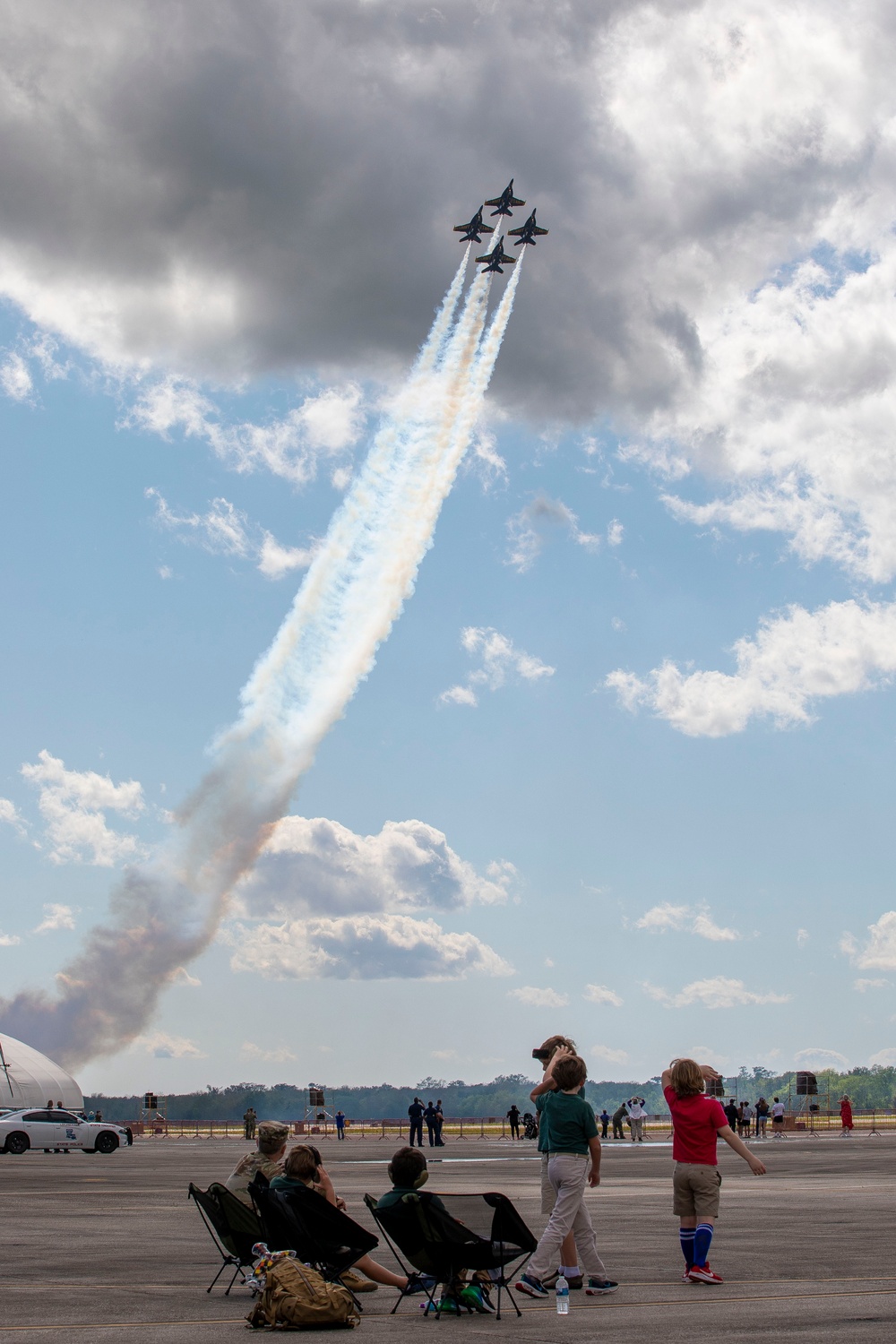 Blue Angels Fly Over Spectators at the annual Air Show in New Orleans