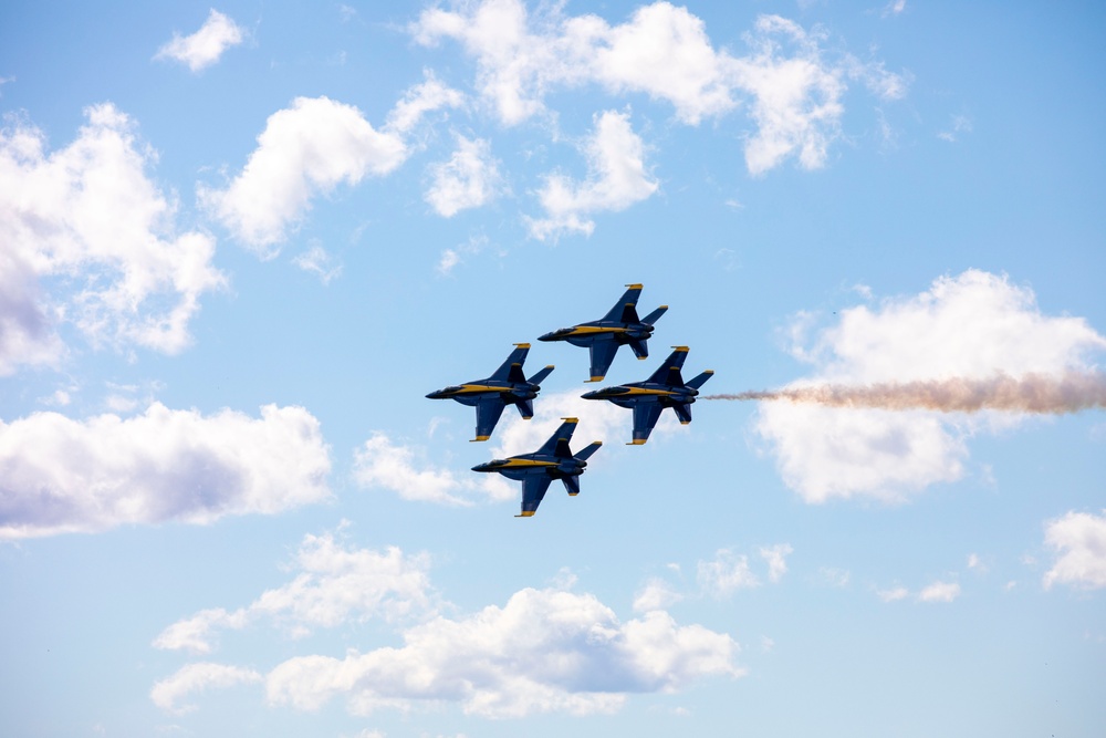 Blue Angels Fly Over Spectators at the annual Air Show in New Orleans