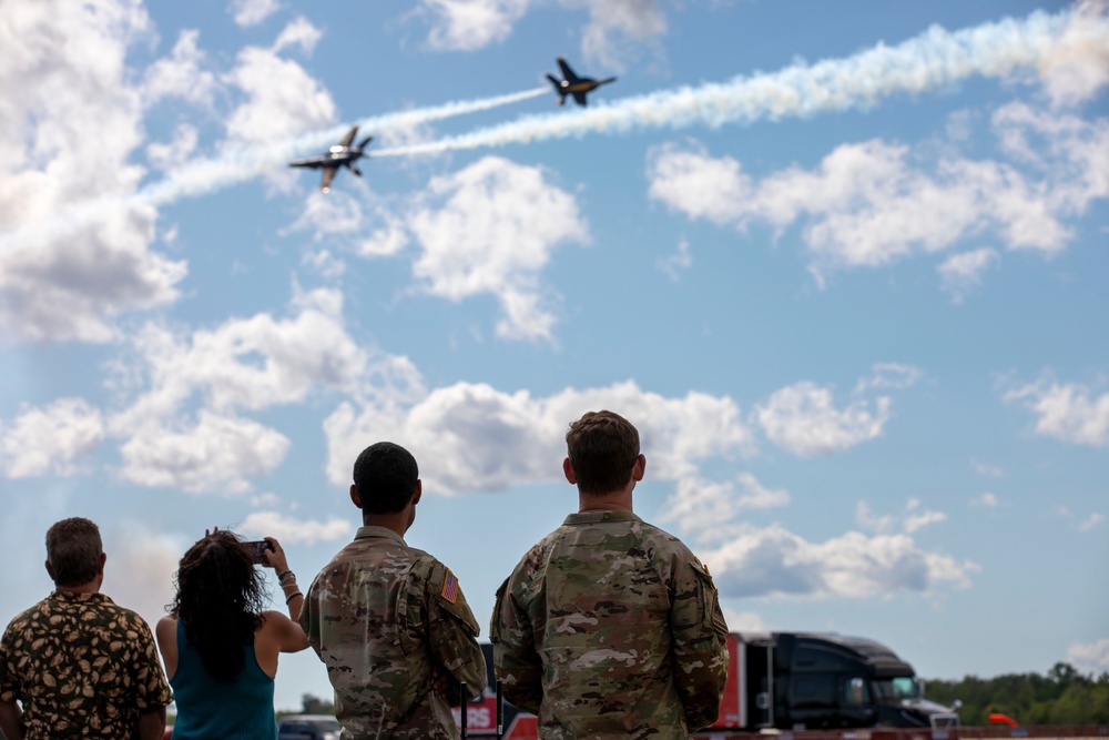 Blue Angels Fly Over Spectators at the annual Air Show in New Orleans