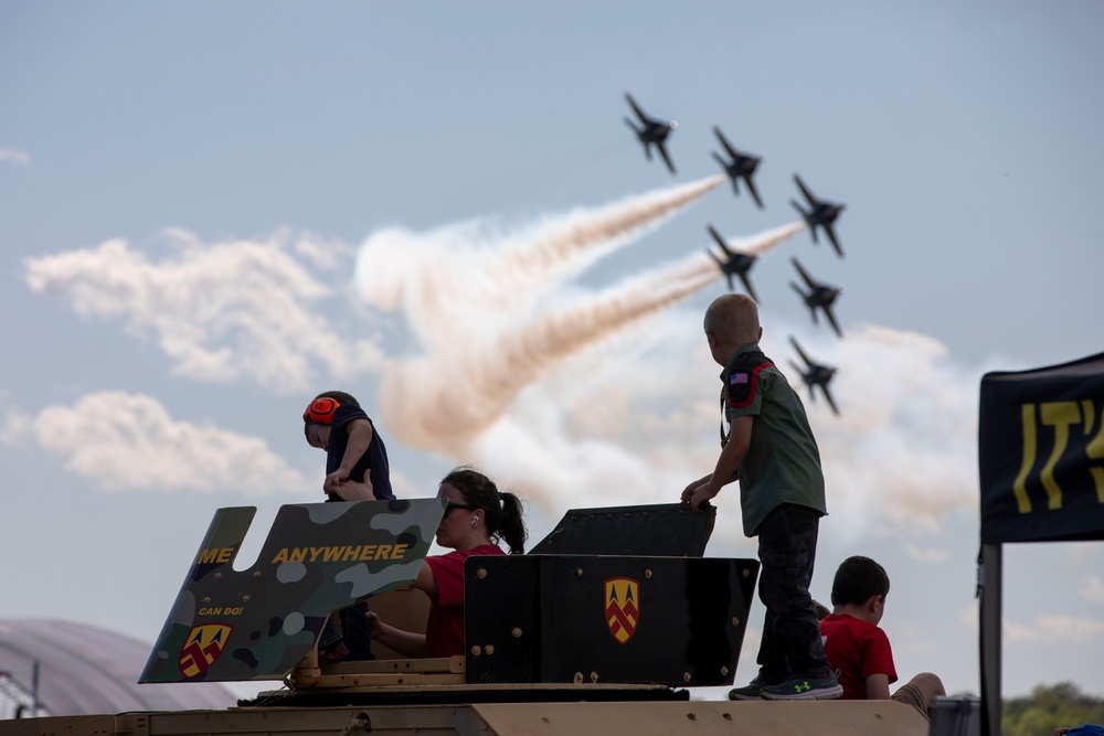 Blue Angels Fly Over Spectators at the annual Air Show in New Orleans