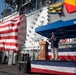 SECNAV holds all hands call aboard Boxer with former Governor Arnold